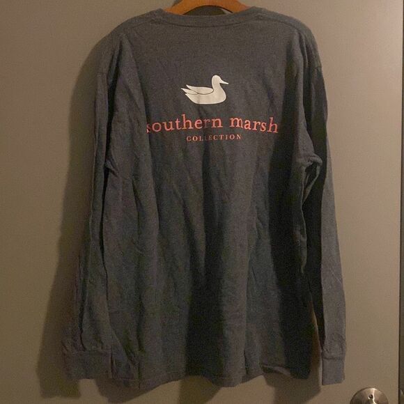 Southern Marsh Unisex Dark Heather Grey L/S Frocket Tshirt EUC Size Large Unisex - Picture 4 of 5